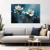 Eleganza senza tempo su tela Astrazione blu con accenti dorati | dimensioni diverse